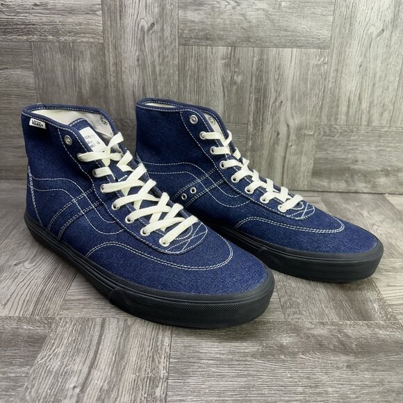 Vans Skate Gilbert Crockett High Men's size 12 Navy Blue White Denim Shoes - Picture 3 of 8